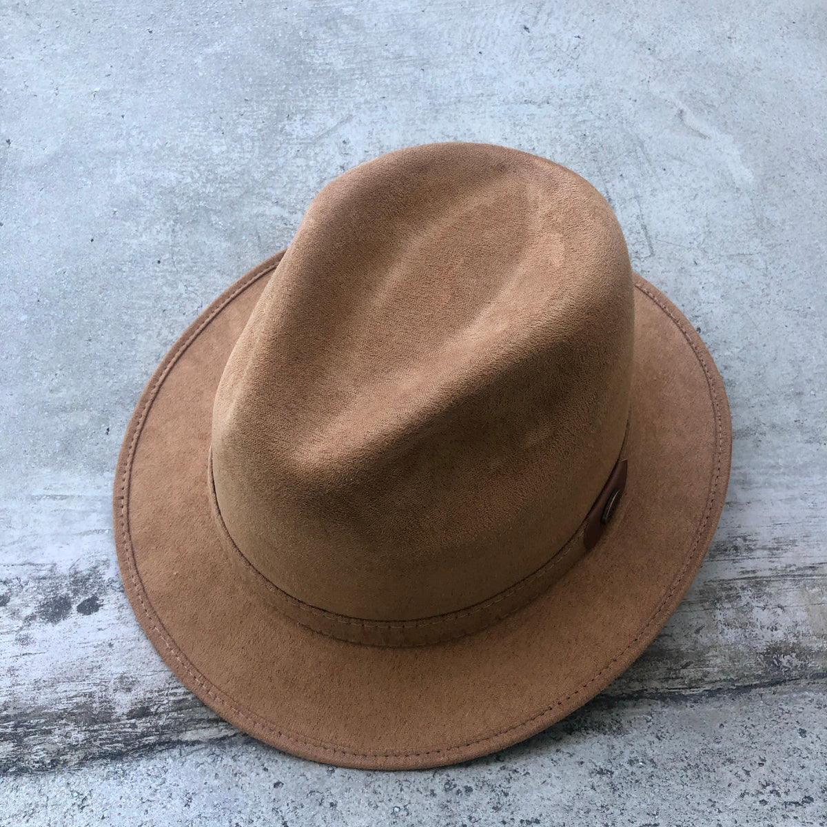 Top view of Boreal Polaris tan short-brim fedora.