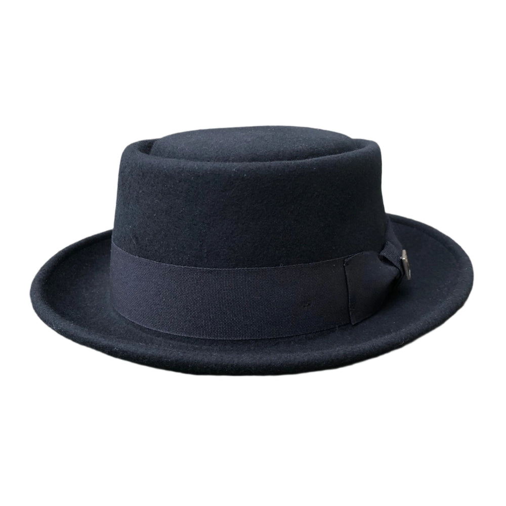 Monte Carlo - Black Wool Boater Hat