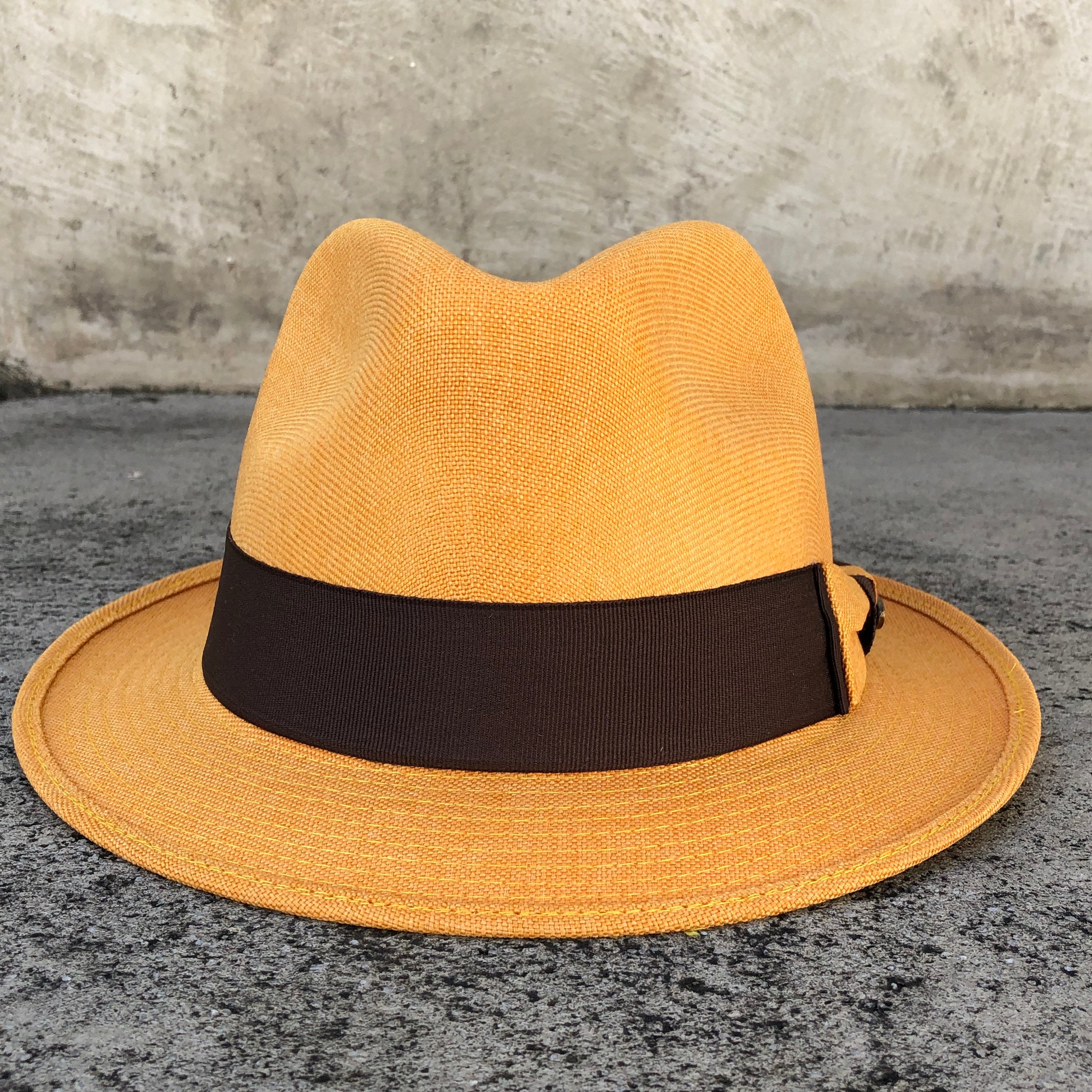Mustard Linen Fedora Hat