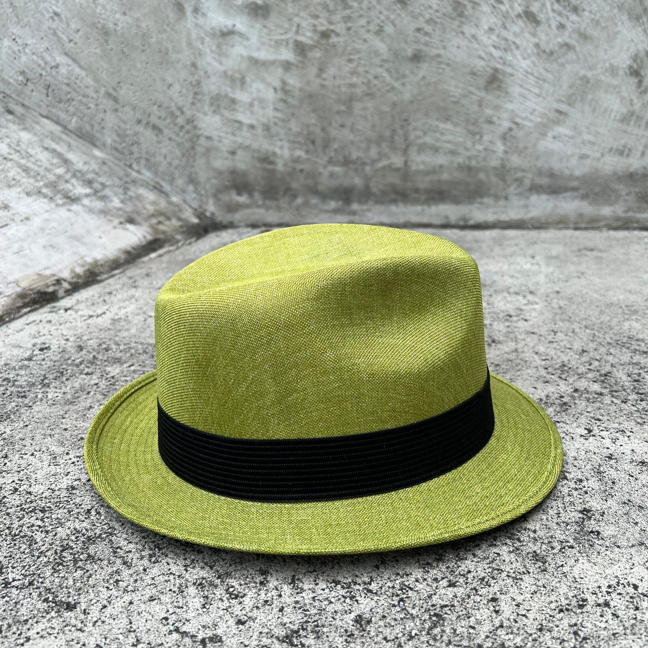 Mia -  Green Structured Linen Fedora