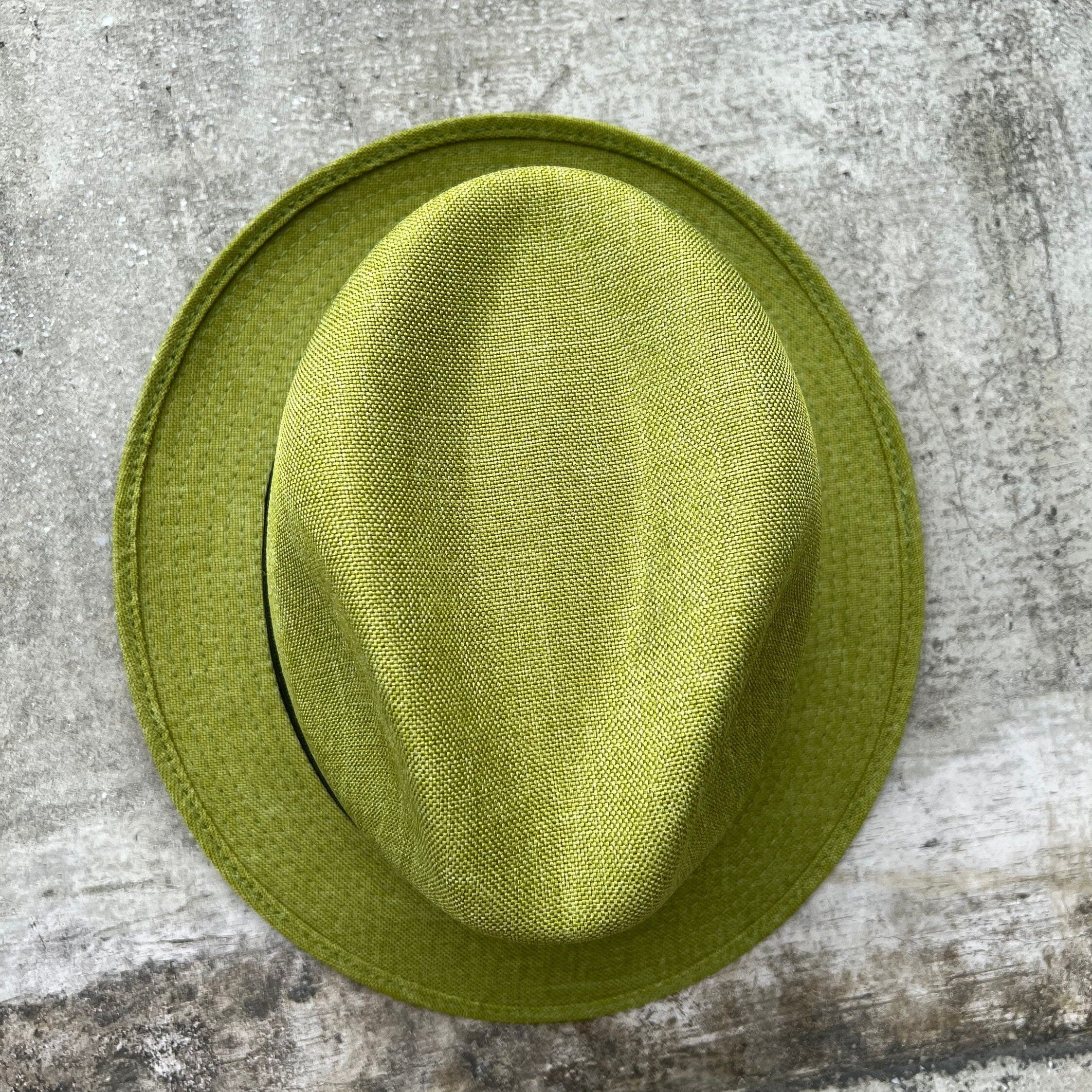 Mia -  Green Structured Linen Fedora