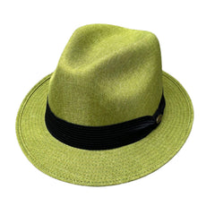 Mia -  Green Structured Linen Fedora