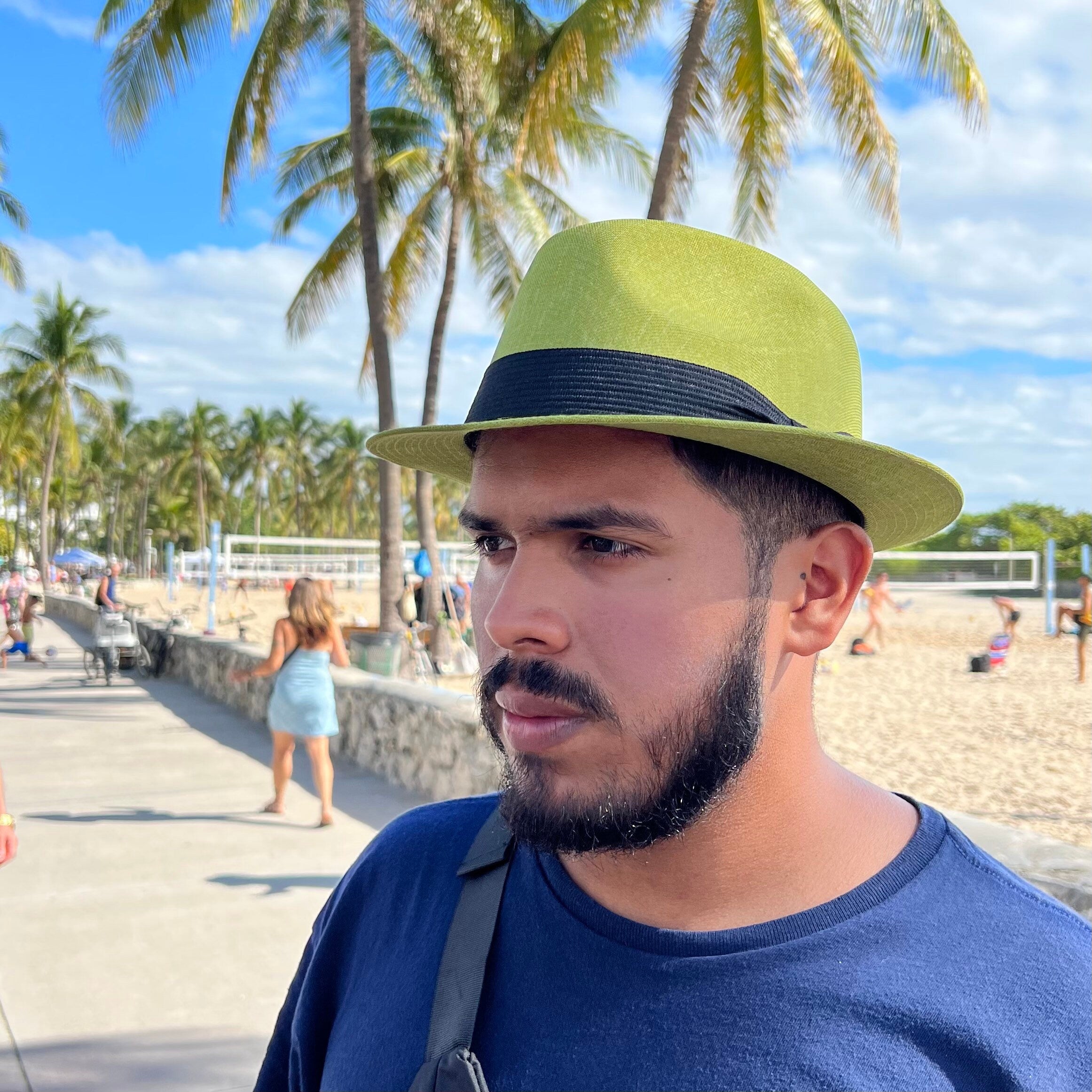Mia -  Green Structured Linen Fedora