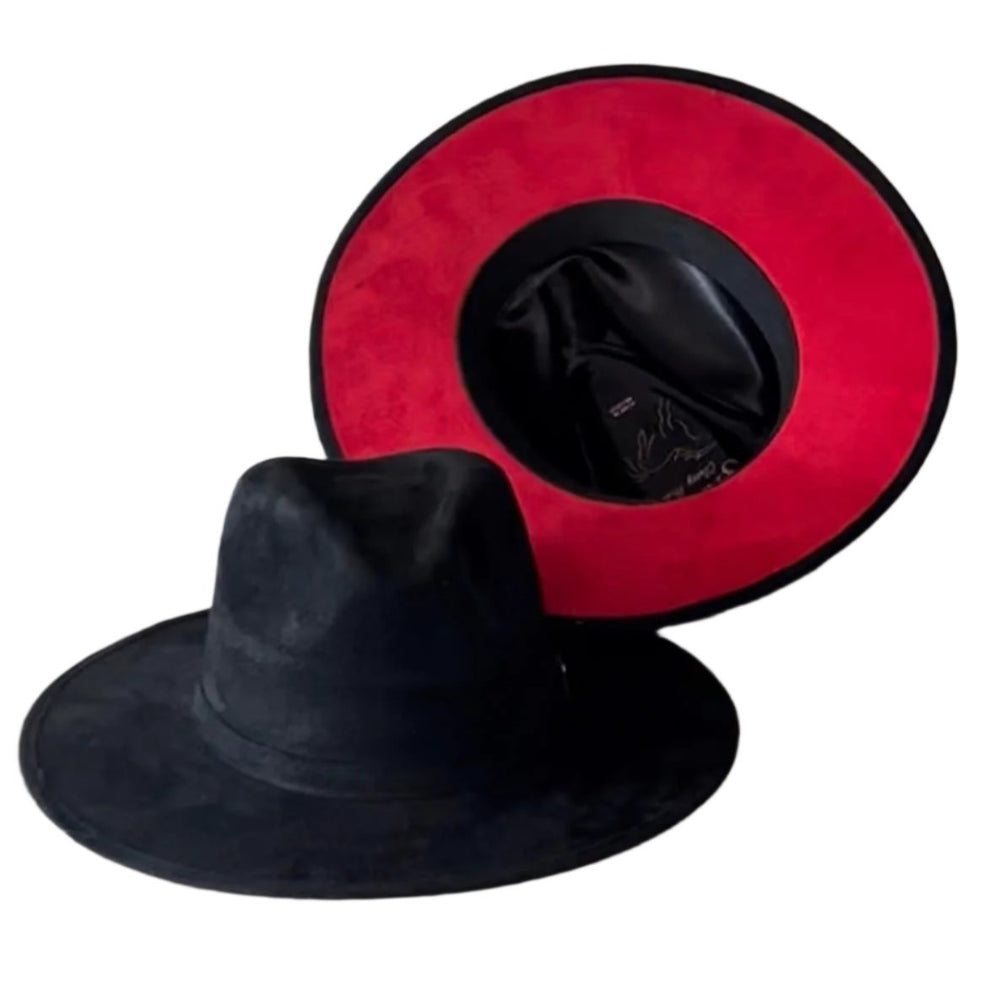 Candela Suede - Structured Red Bottom Fedora